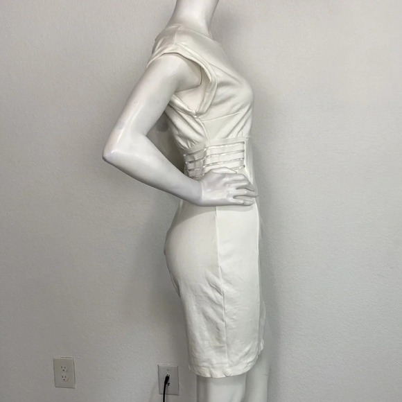 Mystic Ivory Semi Sheer Short Sleeve Crew Neck Mini Dress Size Large - Picture 6 of 7